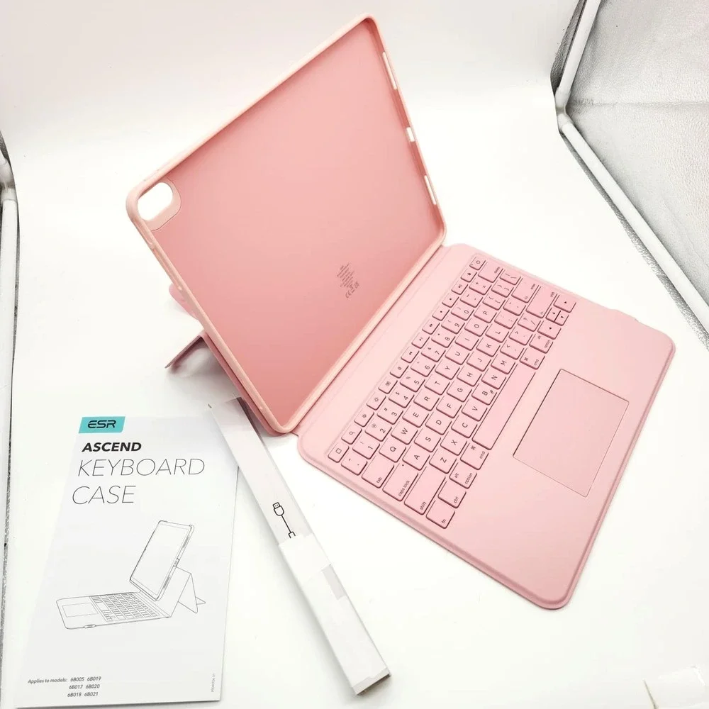 ESR iPad Air 13 Case Keyboard Pink Backlit Trackpad Detachable Stand‎